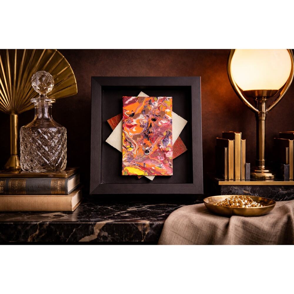 Jeff Tabor “Abundance” 2021 Original Abstract Acrylic Painting Shadow Box 4x4 - Picture 1 of 5